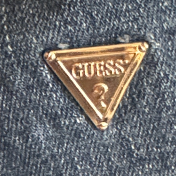 GUESS Acid Wash Two Tone 1981 Skinny Blue Denim Jeans Sz 28 Mid Rise Fray Ankle - Picture 9 of 9